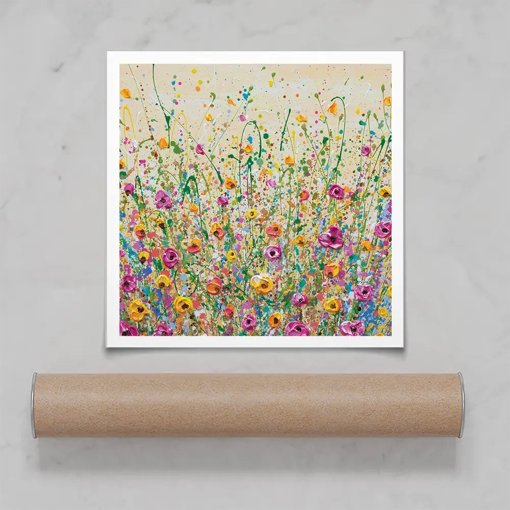 Yellow Meadow Square Art Print Yellow Meadow Square Art Print wall art product Olga Tkachyk