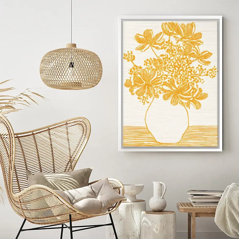 Yellow Vase Of Flowers Canvas Print Yellow Vase Of Flowers Canvas Print wall art product IAmHomeStudio