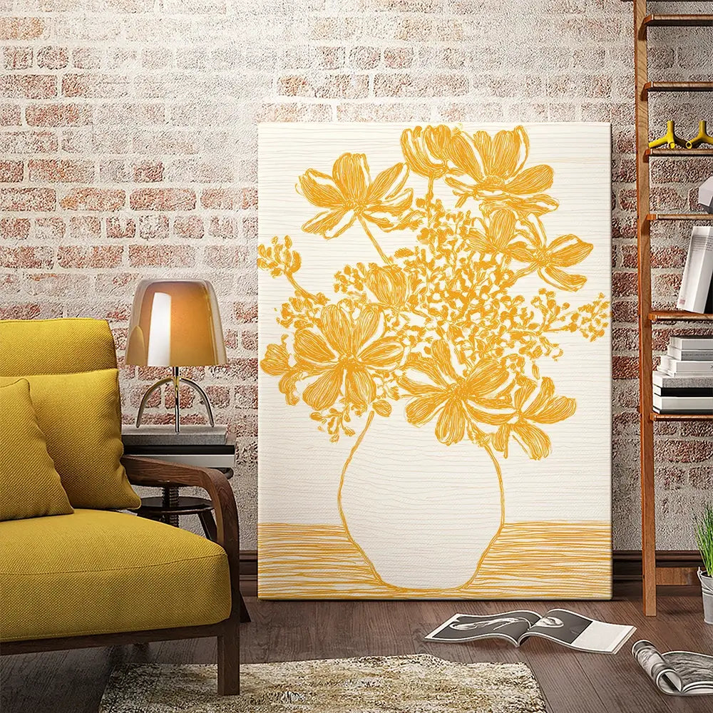Yellow Vase Of Flowers Canvas Print Yellow Vase Of Flowers Canvas Print wall art product IAmHomeStudio