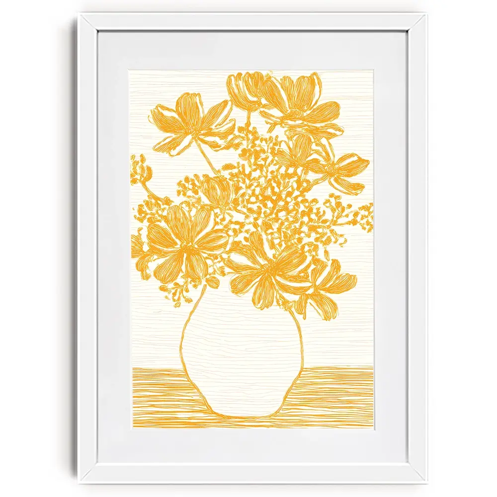 Yellow Vase Of Flowers Framed Art Print Yellow Vase Of Flowers Framed Art Print wall art product IAmHomeStudio