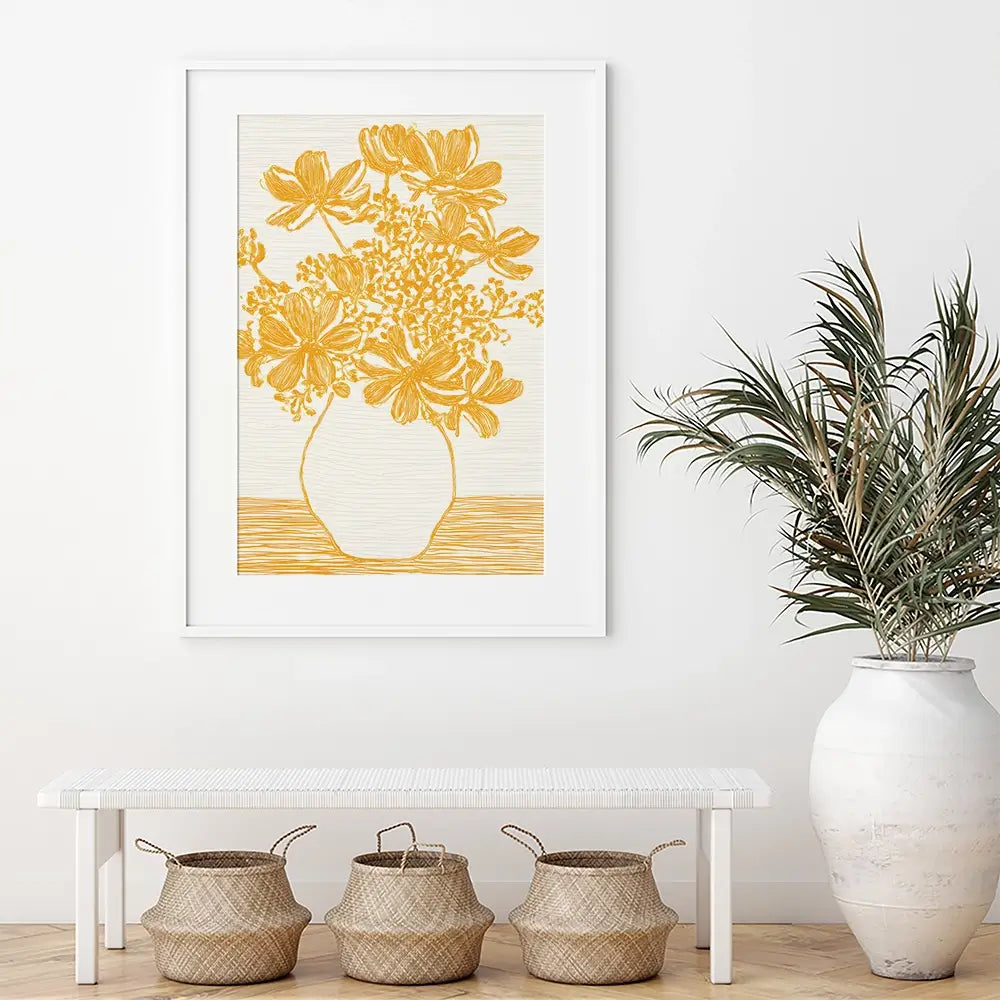 Yellow Vase Of Flowers Framed Art Print Yellow Vase Of Flowers Framed Art Print wall art product IAmHomeStudio