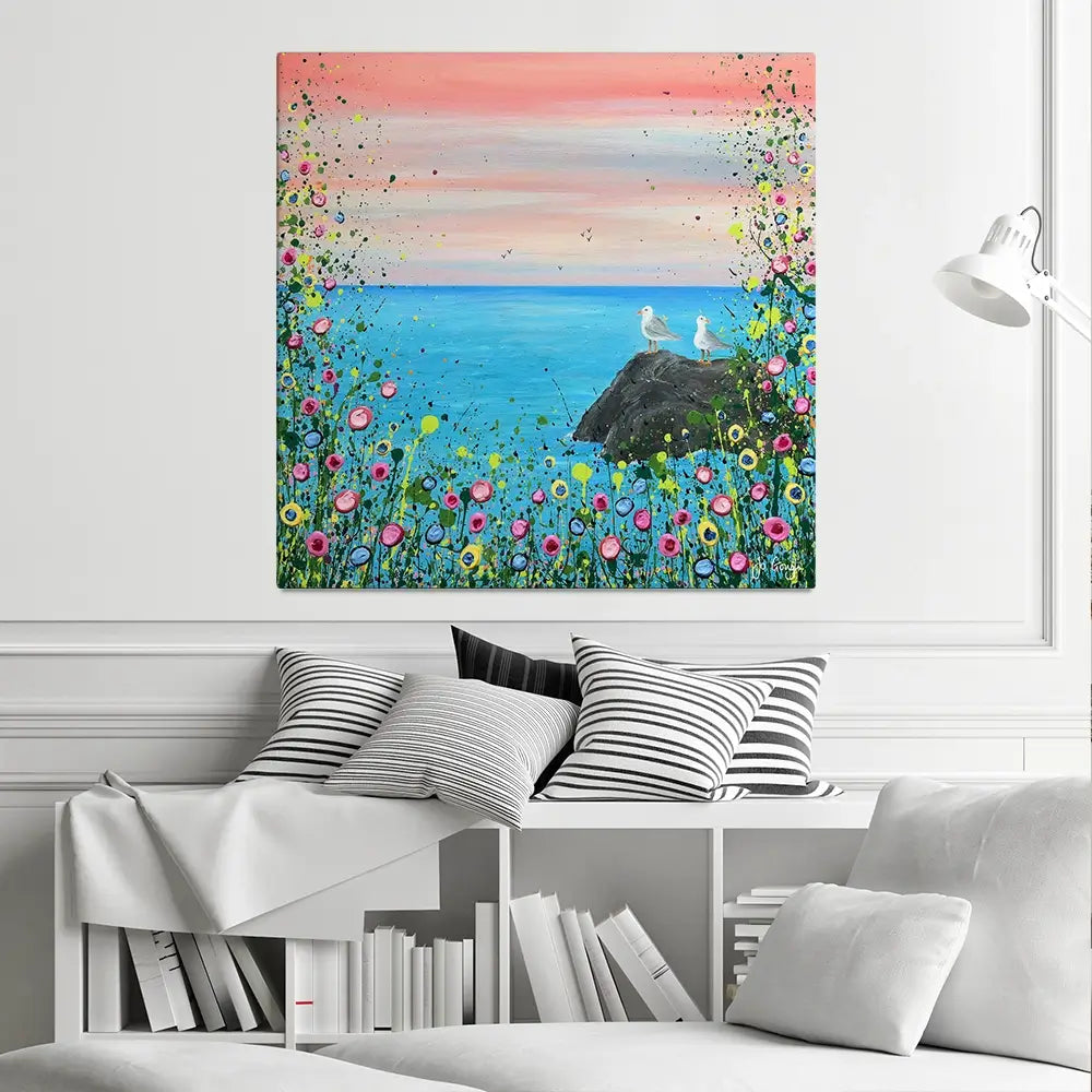 You Me And The Sea Square Canvas Print You Me And The Sea Square Canvas Print wall art product Jo Gough