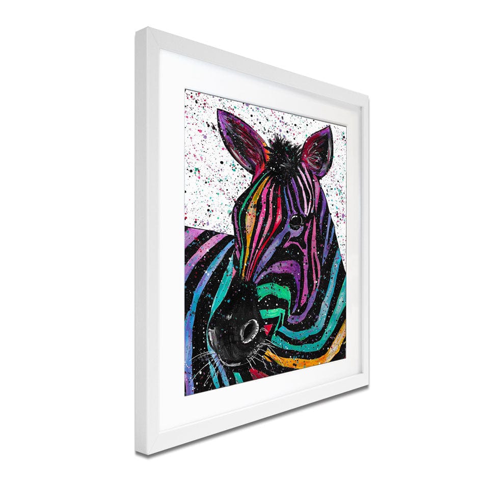 Zebra Nellie Framed Art Print wall art product Emma LC Art