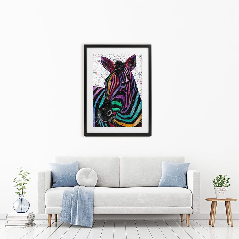 Zebra Nellie Framed Art Print wall art product Emma LC Art