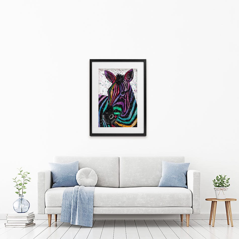 Zebra Nellie Framed Art Print wall art product Emma LC Art