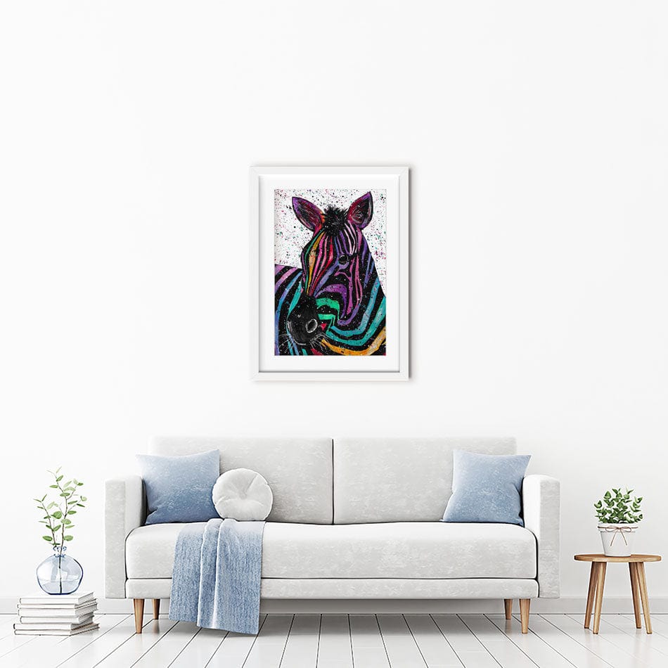Zebra Nellie Framed Art Print wall art product Emma LC Art