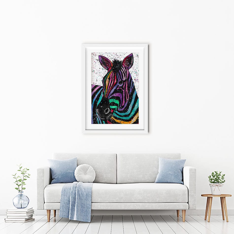 Zebra Nellie Framed Art Print wall art product Emma LC Art