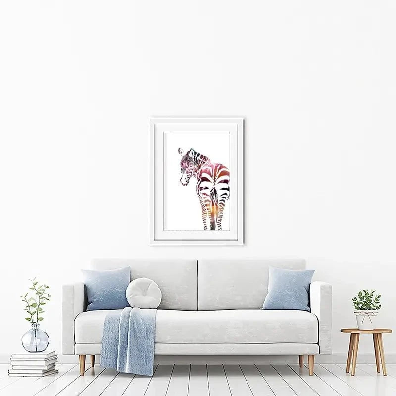 Zebra On White Framed Art Print Zebra On White Framed Art Print wall art product Sarah Manovski