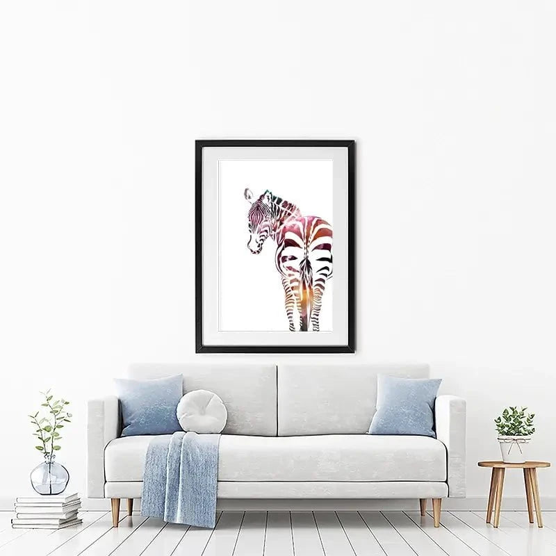 Zebra On White Framed Art Print Zebra On White Framed Art Print wall art product Sarah Manovski