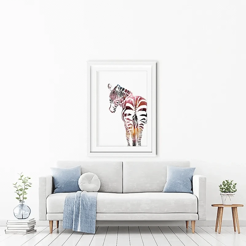 Zebra On White Framed Art Print Zebra On White Framed Art Print wall art product Sarah Manovski