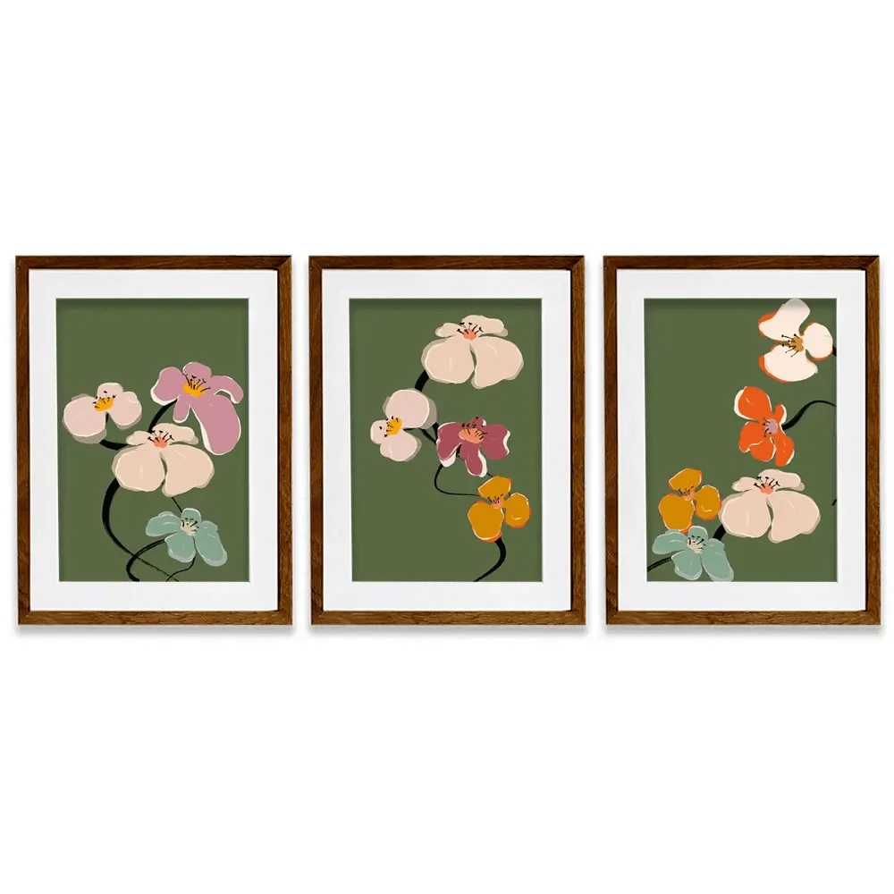 Zen Flowers Framed Art Print Trio Zen Flowers Framed Art Print Trio wall art product Treechild