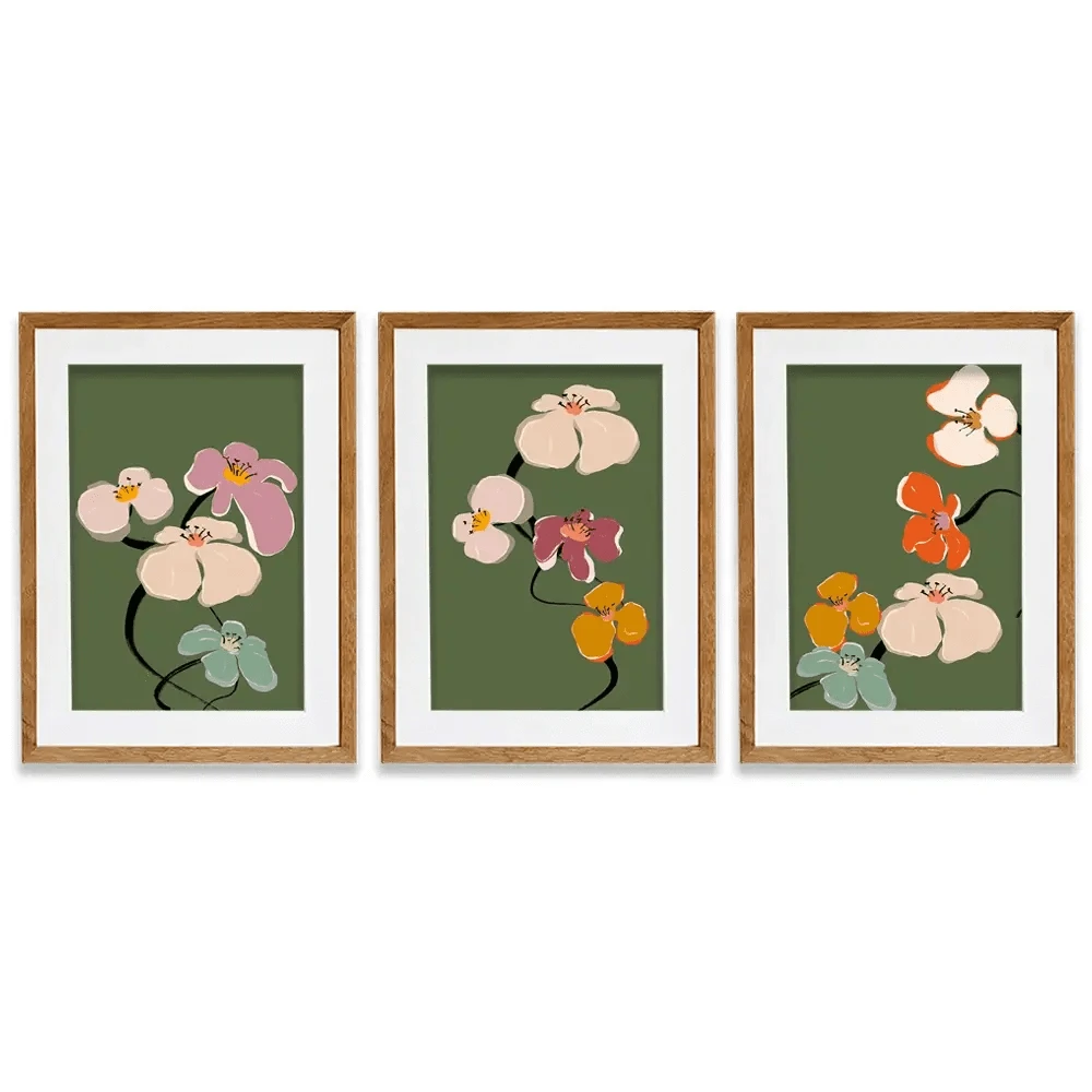 Zen Flowers Framed Art Print Trio Zen Flowers Framed Art Print Trio wall art product Treechild
