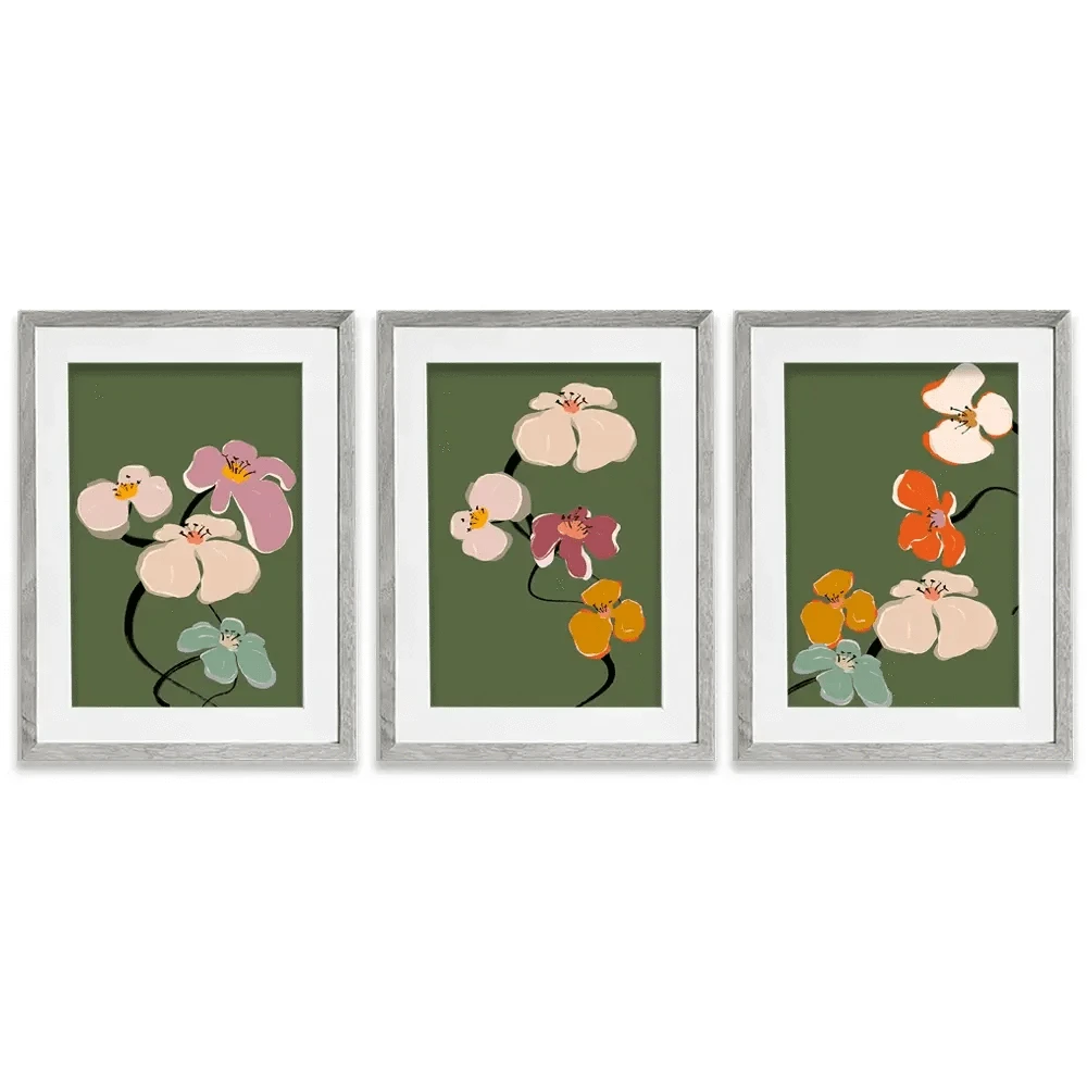 Zen Flowers Framed Art Print Trio Zen Flowers Framed Art Print Trio wall art product Treechild