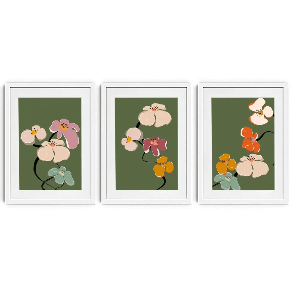 Zen Flowers Framed Art Print Trio Zen Flowers Framed Art Print Trio wall art product Treechild