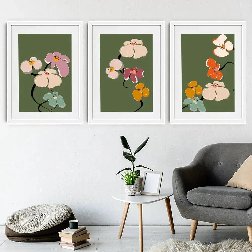 Zen Flowers Framed Art Print Trio Zen Flowers Framed Art Print Trio wall art product Treechild