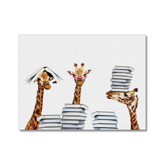 Giraffes With Books Canvas Print