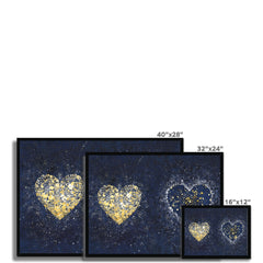 Navy Hearts Splatter Framed Print