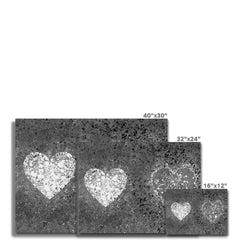 Grey And White Hearts Splatter Canvas Print