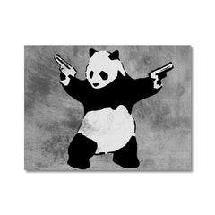 Panda Holding Guns Canvas Print