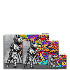 Boy Pulling Back The Curtain Canvas Print