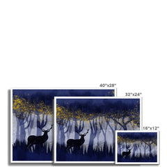 Blue Stag Forest Framed Print