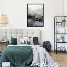 Charcoal Marble Abstract Framed Print