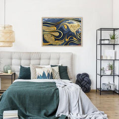 Navy Marble Framed Print