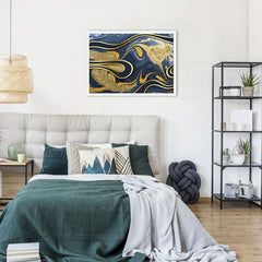 Navy Marble Framed Print