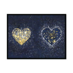 Navy Hearts Splatter Framed Print