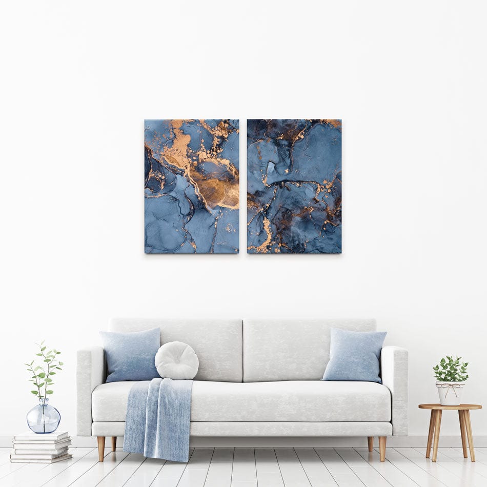 Blue And Bronze Marble Duo Canvas Print wall art product djero.adlibeshe yahoo.com / Shutterstock
