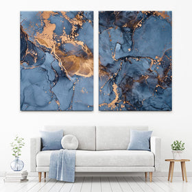 Blue And Bronze Marble Duo Canvas Print wall art product djero.adlibeshe yahoo.com / Shutterstock