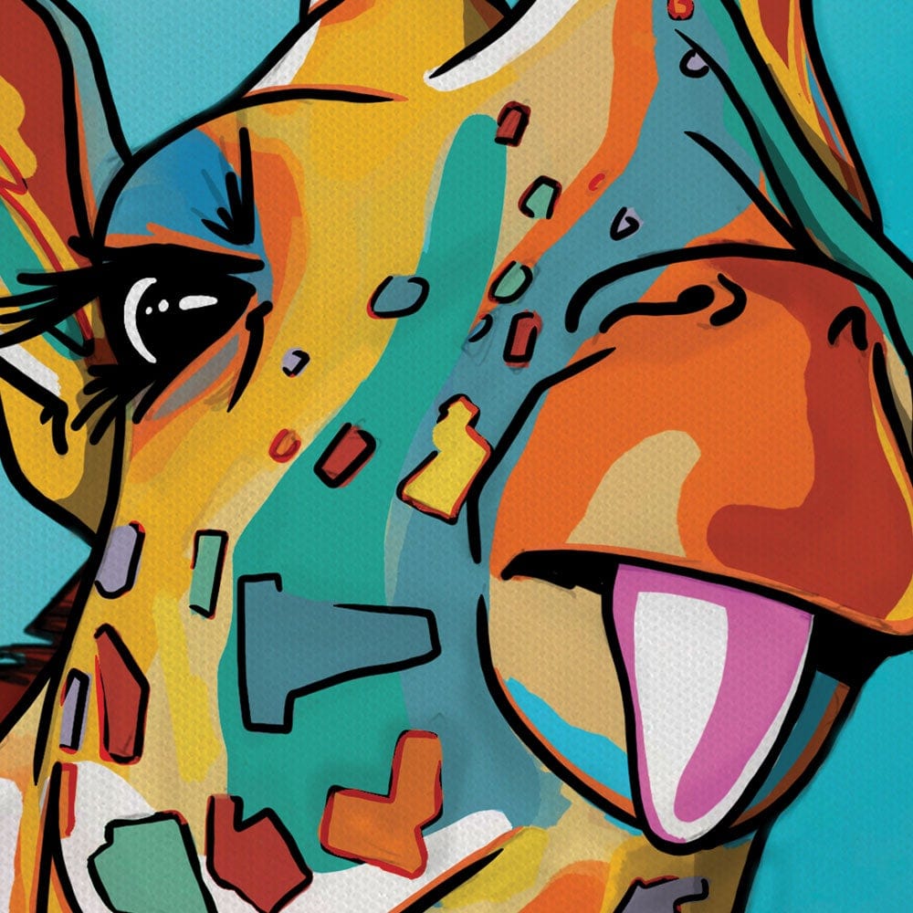 Blue Cheeky Giraffe Canvas Print wall art product Art Print Shop