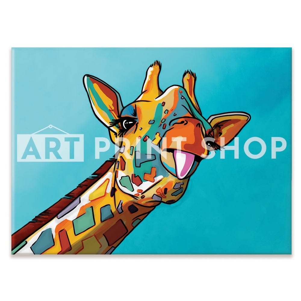 Blue Cheeky Giraffe Canvas Print wall art product Art Print Shop
