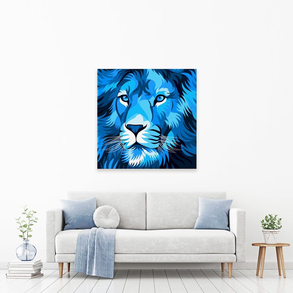 Blue Lion Square Canvas Print wall art product cholikhamka / Shutterstock
