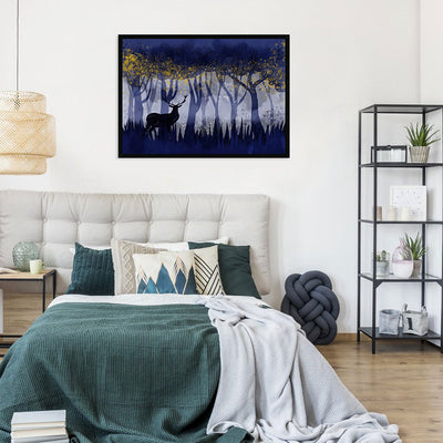 Blue Stag Forest Framed Print