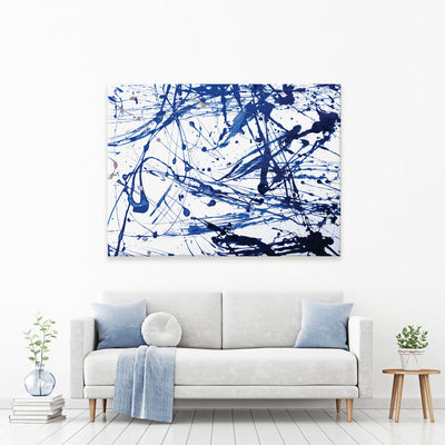 Blue Paint Spatter Canvas Print