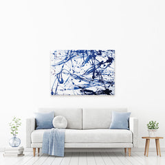Blue Paint Spatter Canvas Print