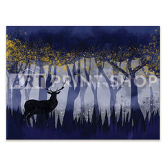 Blue Stag Forest Canvas Print