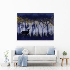 Blue Stag Forest Canvas Print