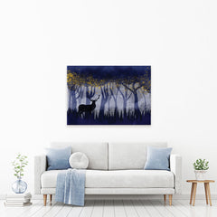 Blue Stag Forest Canvas Print