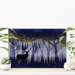 Blue Stag Forest Canvas Print