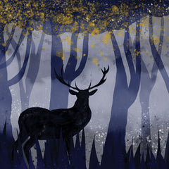 Blue Stag Forest Canvas Print