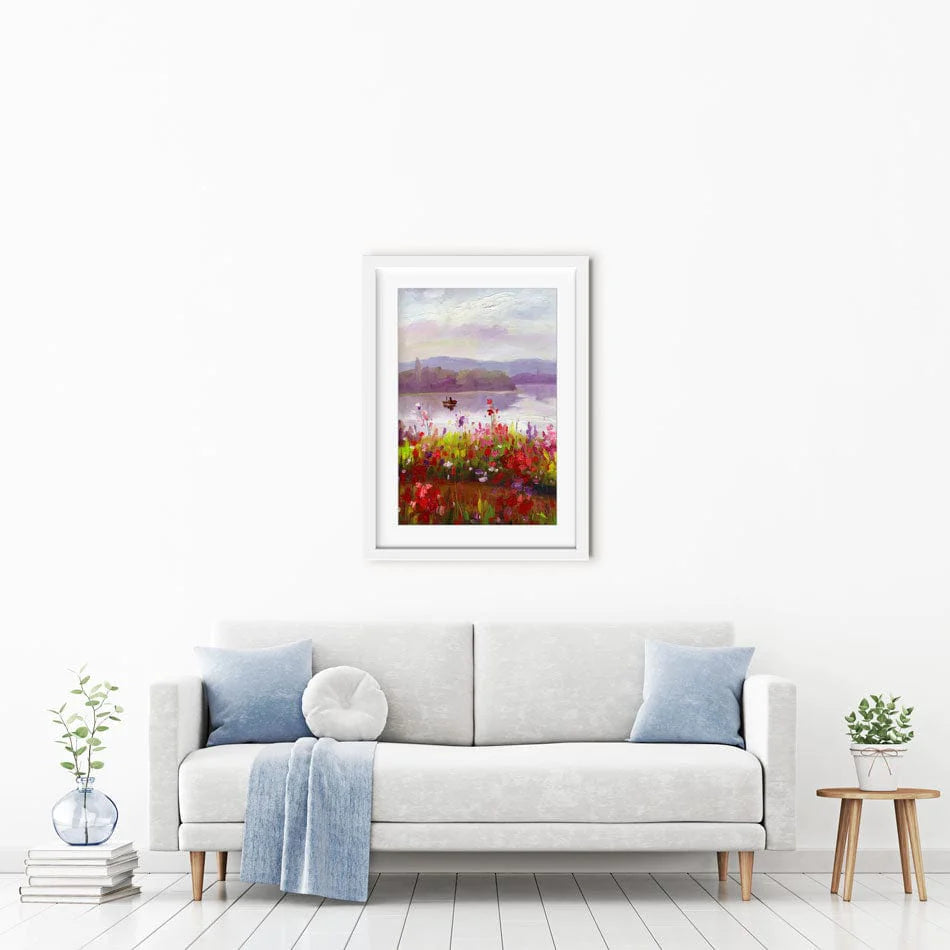 Boat On A Lake Framed Art Print wall art product Artone Graphica / Shutterstock