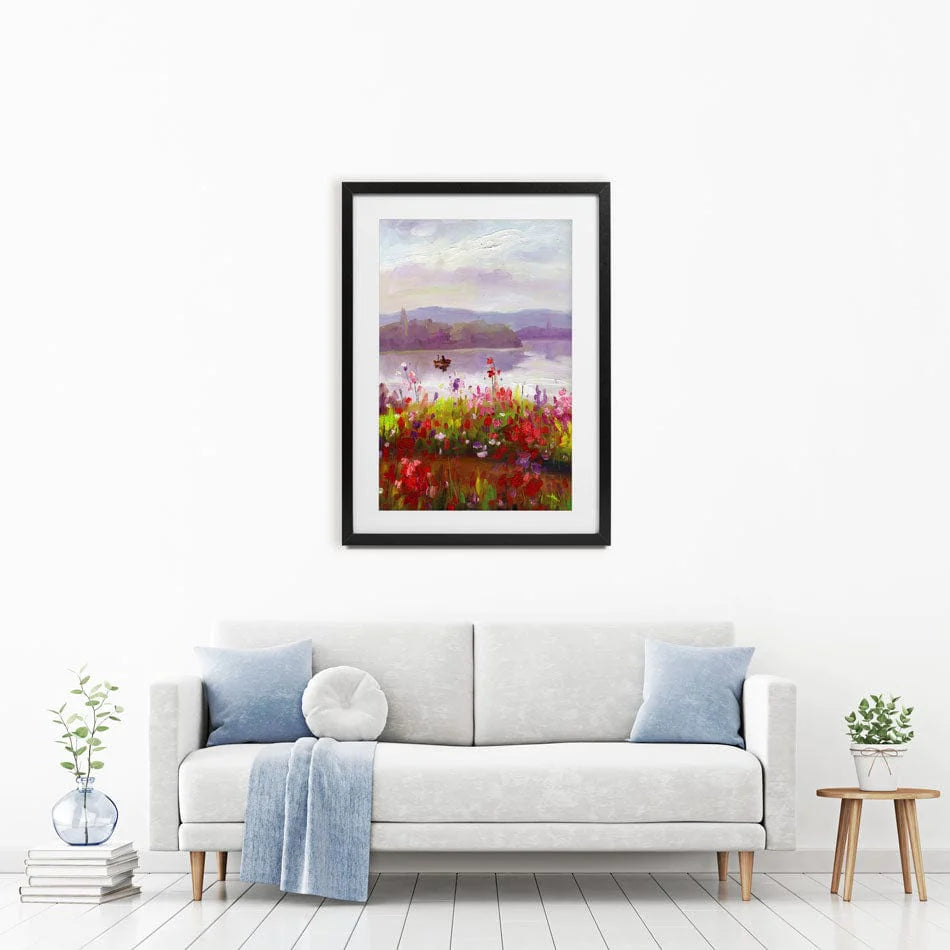 Boat On A Lake Framed Art Print wall art product Artone Graphica / Shutterstock