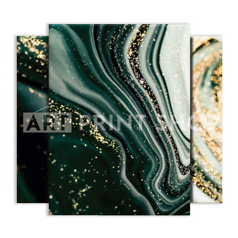 Bottle Green Marble Trio Canvas Print wall art product CARACOLLA / Shutterstock