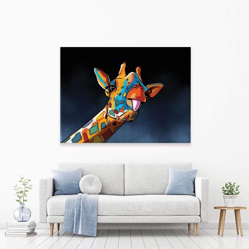 Cheeky Multicoloured Giraffe Canvas Print wall art product Independent