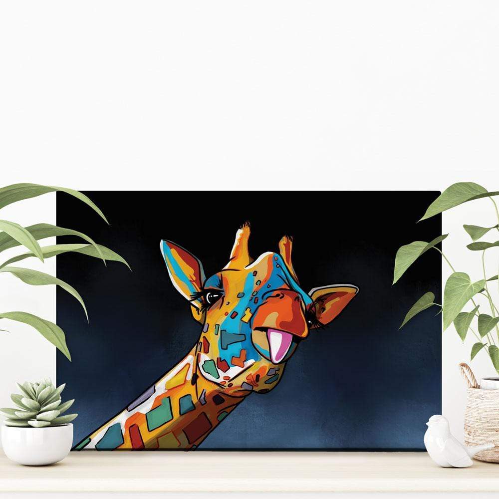 Cheeky Multicoloured Giraffe Canvas Print wall art product Independent
