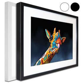 Cheeky Multicoloured Giraffe Framed Art Print wall art product Art Print Shop