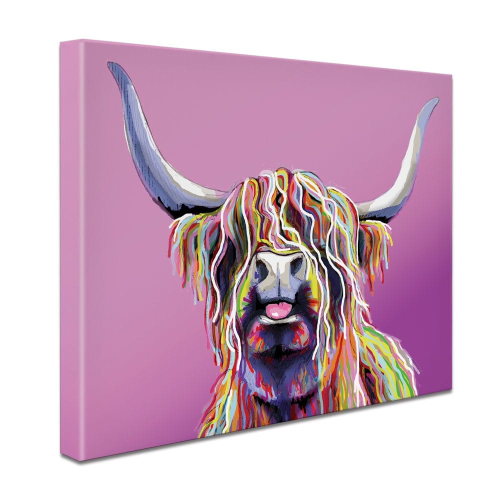 Cheeky Pink Highland Cow Canvas Print wall art product Independent