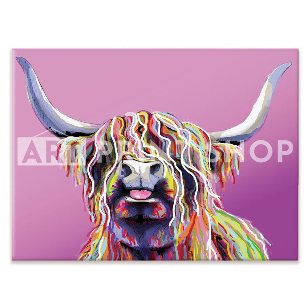 Cheeky Pink Highland Cow Canvas Print wall art product Independent